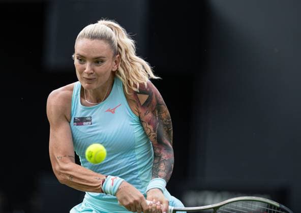 22nd June 2023; Edgbaston Priory Club, Birmingham, England: Rothesay Classic Birmingham, Day 4; Tereza Martincova (CZE) hits a backhand return during her game versus Barbora Krejcikova (CZE)  ActionPlus12522471 GodfreyxPitt