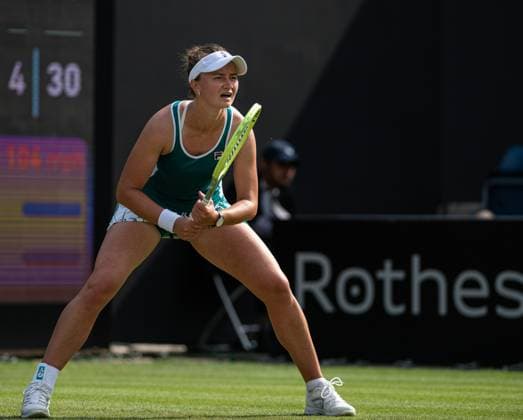 22nd June 2023; Edgbaston Priory Club, Birmingham, England: Rothesay Classic Birmingham, Day 4; Barbora Krejcikova (CZE) waits for the serve during her game versus Tereza Martincova (CZE)  ActionPlus12522486 GodfreyxPitt
