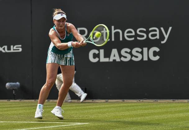 22nd June 2023; Edgbaston Priory Club, Birmingham, England: Rothesay Classic Birmingham, Day 4; Barbora Krejcikova (CZE) returns a serve with a strong backhand during her game versus Tereza Martincova (CZE)  ActionPlus12522494 GodfreyxPitt