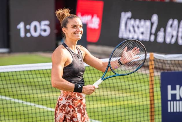 Bett1 Open WTA 500 Berlin, 22 06 2023 Maria Sakkari Greece celebrates victory Bett1 Open WTA 500 Steffi Graf Stadium, Rot Weiss Tennis Club, Berlin, 22 06 2023 Bett1Open Copyright: xBEAUTIFULxSPORTS LucianoxLimax