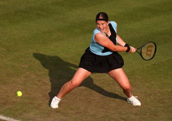 Mandatory Credit: Photo by Ryan Browne Shutterstock (13977104bx) Jelena Ostapenko of Latvia during her round of 16 match. Rothesay Classic, Day Four, Tennis, Edgbaston Priory Club, Birmingham, UK - 22 Jun 2023 Rothesay Classic, Day Four, Tennis, Edgbaston Priory Club, Birmingham, UK - 22 Jun 2023 Copyright: xRyanxBrowne Shutterstockx 13977104bx