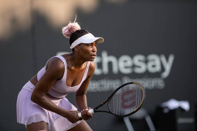 22nd June 2023; Edgbaston Priory Club, Birmingham, England: Rothesay Classic Birmingham, Day 4; Venus Williams (USA) concentrates in the sunshine in Birmingham  ActionPlus12522604 GodfreyxPitt