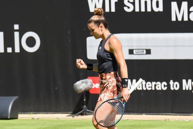 Maria Sakkari tennis player joy, jubilation, GER, Berlin, QF, Tennis bett1open, WTA 500, season 2022 2023, 24 06 23, 2023, Steffi Graf Stadium, GER, Berlin, QF, Tennis bett1open, WTA 500, season 2022 2023, 24 06 23, 2023, Steffi Graf Stadium, Photo Eibner Pressefoto Uwe Koch Berlin Copyright: xEibner-Pressefoto UwexKochx EP_UKH