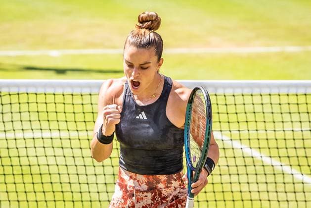 Bett1 Open WTA 500 Berlin, 24 06 2023 Maria Sakkari Greece celebrates victory quarterfinal Bett1 Open WTA 500 Steffi Graf Stadium, Rot Weiss Tennis Club, Berlin, 24 06 2023 Bett1Open Copyright: xBEAUTIFULxSPORTS LucianoxLimax