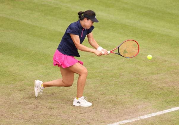 Mandatory Credit: Photo by Ryan Browne Shutterstock (13977107x) Lin Zhu of China during her Semi-Final match. Rothesay Classic, Day Six, Tennis, Edgbaston Priory Club, Birmingham, UK - 24 Jun 2023 Rothesay Classic, Day Six, Tennis, Edgbaston Priory Club, Birmingham, UK - 24 Jun 2023 Copyright: xRyanxBrowne Shutterstockx 13977107x