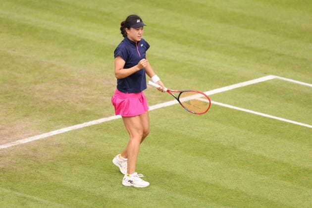 Mandatory Credit: Photo by Ryan Browne Shutterstock (13977107y) Lin Zhu of China during her Semi-Final match. Rothesay Classic, Day Six, Tennis, Edgbaston Priory Club, Birmingham, UK - 24 Jun 2023 Rothesay Classic, Day Six, Tennis, Edgbaston Priory Club, Birmingham, UK - 24 Jun 2023 Copyright: xRyanxBrowne Shutterstockx 13977107y