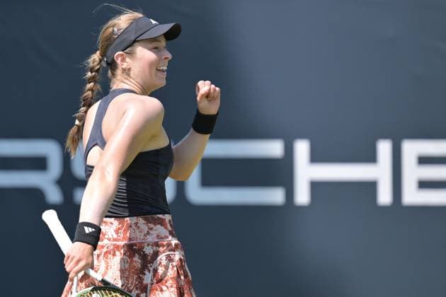24 06 2023, xbrx, tennis Bad Homburg Open WTA 250, emspor, v l Volynets, Katie USA , cheering, gesturing, gesturing with arms Bad Homburg.