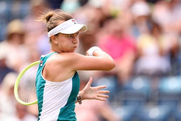 Mandatory Credit: Photo by Ryan Browne Shutterstock (13977107al) Barbora Krejcikova of the Czech Republic during her Semi-Final match. Rothesay Classic, Day Six, Tennis, Edgbaston Priory Club, Birmingham, UK - 24 Jun 2023 Rothesay Classic, Day Six, Tennis, Edgbaston Priory Club, Birmingham, UK - 24 Jun 2023 Copyright: xRyanxBrowne Shutterstockx 13977107al