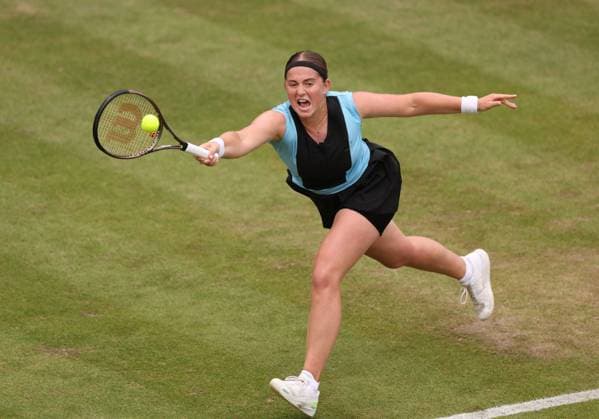 Mandatory Credit: Photo by Ryan Browne Shutterstock (13977107bp) Jelena Ostapenko of Latvia during her Semi-Final match. Rothesay Classic, Day Six, Tennis, Edgbaston Priory Club, Birmingham, UK - 24 Jun 2023 Rothesay Classic, Day Six, Tennis, Edgbaston Priory Club, Birmingham, UK - 24 Jun 2023 Copyright: xRyanxBrowne Shutterstockx 13977107bp