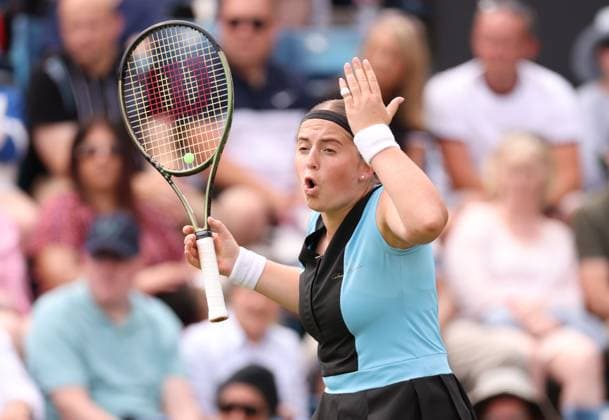 Mandatory Credit: Photo by Ryan Browne Shutterstock (13977107cb) Jelena Ostapenko of Latvia during her Semi-Final match. Rothesay Classic, Day Six, Tennis, Edgbaston Priory Club, Birmingham, UK - 24 Jun 2023 Rothesay Classic, Day Six, Tennis, Edgbaston Priory Club, Birmingham, UK - 24 Jun 2023 Copyright: xRyanxBrowne Shutterstockx 13977107cb