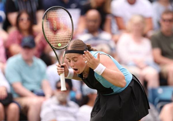 Mandatory Credit: Photo by Ryan Browne Shutterstock (13977107cd) Jelena Ostapenko of Latvia during her Semi-Final match. Rothesay Classic, Day Six, Tennis, Edgbaston Priory Club, Birmingham, UK - 24 Jun 2023 Rothesay Classic, Day Six, Tennis, Edgbaston Priory Club, Birmingham, UK - 24 Jun 2023 Copyright: xRyanxBrowne Shutterstockx 13977107cd