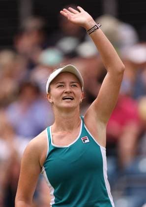 Mandatory Credit: Photo by Ryan Browne Shutterstock (13977107cj) Barbora Krejcikova of the Czech Republic celebrates winning her Semi-Final match. Rothesay Classic, Day Six, Tennis, Edgbaston Priory Club, Birmingham, UK - 24 Jun 2023 Rothesay Classic, Day Six, Tennis, Edgbaston Priory Club, Birmingham, UK - 24 Jun 2023 Copyright: xRyanxBrowne Shutterstockx 13977107cj