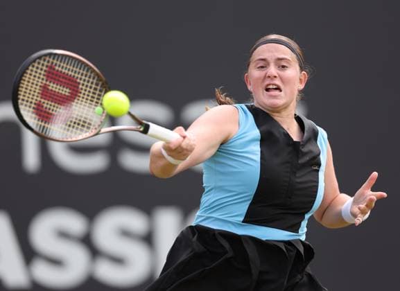 Mandatory Credit: Photo by Ryan Browne Shutterstock (13977107cs) Jelena Ostapenko of Latvia during her Semi-Final match. Rothesay Classic, Day Six, Tennis, Edgbaston Priory Club, Birmingham, UK - 24 Jun 2023 Rothesay Classic, Day Six, Tennis, Edgbaston Priory Club, Birmingham, UK - 24 Jun 2023 Copyright: xRyanxBrowne Shutterstockx 13977107cs