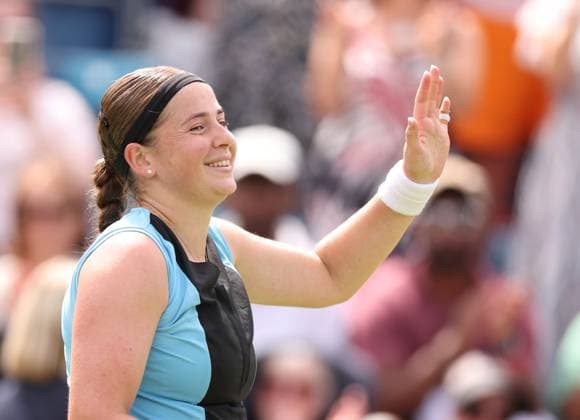 Mandatory Credit: Photo by Ryan Browne Shutterstock (13977107ct) Jelena Ostapenko of Latvia during her Semi-Final match. Rothesay Classic, Day Six, Tennis, Edgbaston Priory Club, Birmingham, UK - 24 Jun 2023 Rothesay Classic, Day Six, Tennis, Edgbaston Priory Club, Birmingham, UK - 24 Jun 2023 Copyright: xRyanxBrowne Shutterstockx 13977107ct