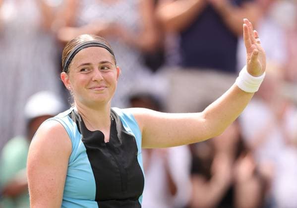 Mandatory Credit: Photo by Ryan Browne Shutterstock (13977107cv) Jelena Ostapenko of Latvia during her Semi-Final match. Rothesay Classic, Day Six, Tennis, Edgbaston Priory Club, Birmingham, UK - 24 Jun 2023 Rothesay Classic, Day Six, Tennis, Edgbaston Priory Club, Birmingham, UK - 24 Jun 2023 Copyright: xRyanxBrowne Shutterstockx 13977107cv