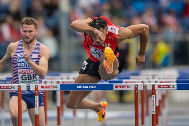 Sport Themen der Woche KW25 European Team Championships, 24.06.2023 Jason JOSEPH (Switzerland) competes in the 110 m hurdles at the European Team Championships in Chorzow, Poland, on Saturday, June 24, 2023 . *** European Team Championships, 24 06 2023 Jason JOSEPH Switzerland competes in the 110 m hurdles at the European Team Championships in Chorzow, Poland, on Saturday, June 24, 2023 Copyright: xBEAUTIFULxSPORTS OlafxRellischx