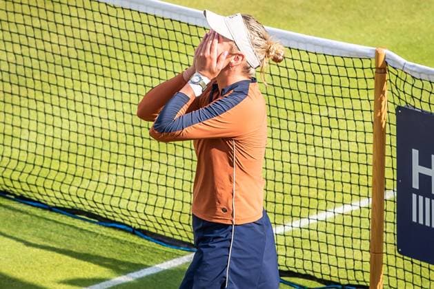 Bett1 Open WTA 500 Berlin, 24 06 2023 Donna Vekic Croatia celebrates victory and advances to final semifinal Bett1 Open WTA 500 Steffi Graf Stadium, Rot Weiss Tennis Club, Berlin, 24 06 2023 Bett1Open Copyright: xBEAUTIFULxSPORTS LucianoxLimax