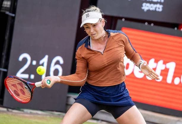 Berlin, 24 06 23, Tennis Grass Court Championships Berlin at Steffi Graf Stadium Women, Singles, Semi Final, Maria Sakkari GRE vs Donna Vekic CRO Donna Vekic returns the ball bett1open 2023 Grass Court Championships Berlin