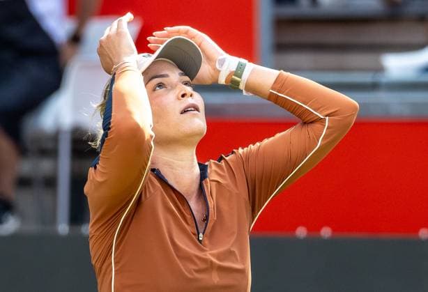 Berlin, 24 06 23, Tennis Grass Court Championships Berlin at Steffi Graf Stadium Women, Singles, Semi Final, Maria Sakkari GRE vs Donna Vekic CRO Donna Vekic celebrates her win bett1open 2023 Grass Court Championships Berlin