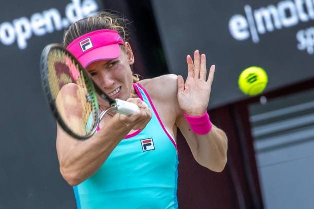 Berlin, 24 06 23, Tennis Grass Court Championships Berlin at Steffi Graf Stadium women, singles, semifinals, Alexandrova Russia Kvitova Czech Republic Ekaterina Yevgenyevna Alexandrova Russia returns a ball bett1open 2023 Grass Court Championships Berlin