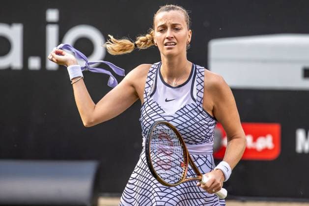 Berlin, 24 06 23, Tennis Grass Court Championships Berlin at Steffi Graf Stadium women, singles, semifinals, Alexandrova Russia Kvitova Czech Republic Petra Kvitova Czech Republic cheers after her victory in the semifinals bett1open 2023 Grass Court Championships Berlin