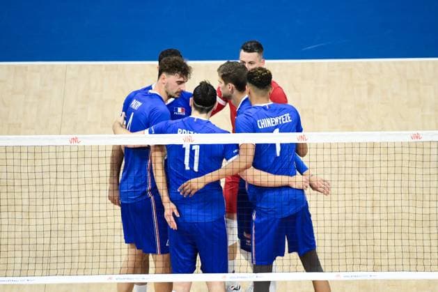 Joie des joueurs de France - VOLLEYBALL : Canada vs France - Orleans - 24 06 2023 FedericoPestellini Panoramic  