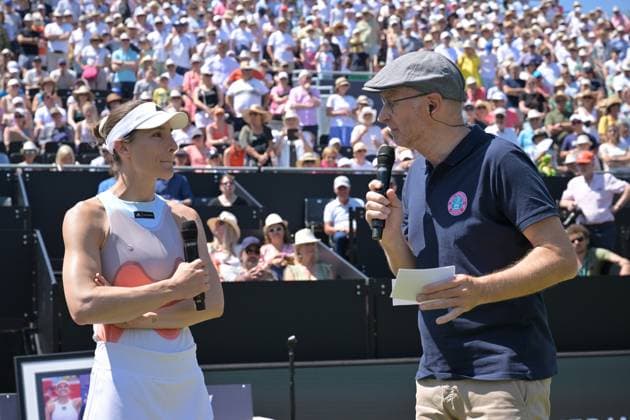 25 06 2023, xbrx, tennis Bad Homburg Open WTA 250, emspor, v l farewell match Petkovic, Andrea GER ,Petkovic, Andrea GER , interview, will be interviewed Bad Homburg