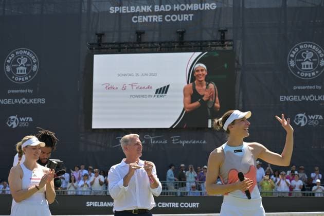 25 06 2023, xbrx, tennis Bad Homburg Open WTA 250, emspor, v l farewell match Petkovic, Andrea GER ,Kerber, Angelique GER , Petkovic, Andrea GER Bad Homburg