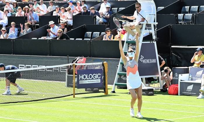 25 06 2023 Tennis, WTA, Bad Homburg Open 2023 farewell match of tennis player Andrea Petkovic GER cheering Petkovic, Andrea GER emspor, DFL regulations prohibit any use of photographs as image sequences and or quasi video