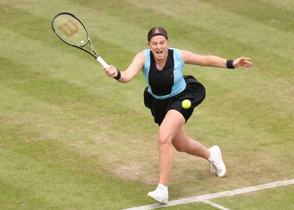 Mandatory Credit: Photo by Ryan Browne Shutterstock (13977110g) Jelena Ostapenko of Latvia during the 1st set. Rothesay Classic, Day Seven, Tennis, Edgbaston Priory Club, Birmingham, UK - 25 Jun 2023 Rothesay Classic, Day Seven, Tennis, Edgbaston Priory Club, Birmingham, UK - 25 Jun 2023 Copyright: xRyanxBrowne Shutterstockx 13977110g