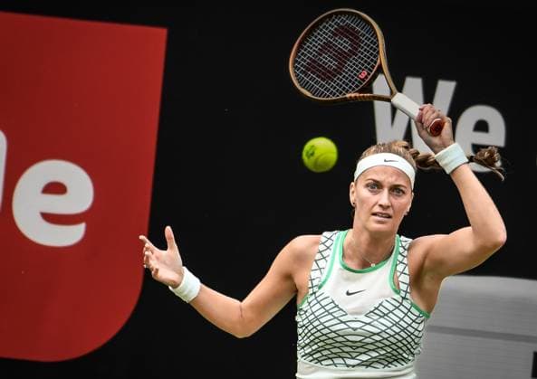 24 06 2023, xlakx, sports tennis, WTA Tour 2023 in Berlin emspor, v l Petra Kvitova Czech Republic ,focused, concentrated, plays the ball Berlin