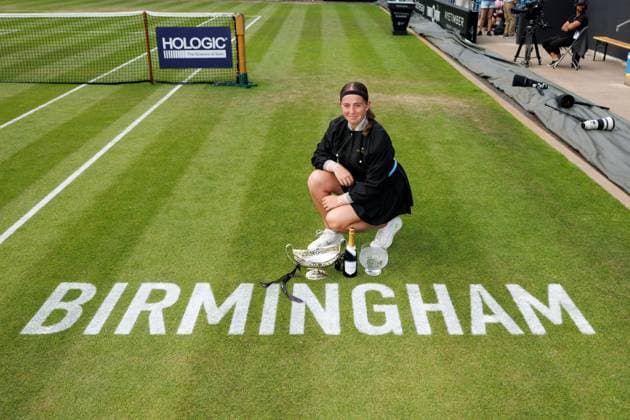 Mandatory Credit: Photo by Ryan Browne Shutterstock (13977110v) Jelena Ostapenko of Latvia poses with the Rothesay Classic Trophy. Rothesay Classic, Day Seven, Tennis, Edgbaston Priory Club, Birmingham, UK - 25 Jun 2023 Rothesay Classic, Day Seven, Tennis, Edgbaston Priory Club, Birmingham, UK - 25 Jun 2023  Copyright: xRyanxBrowne Shutterstockx 13977110v