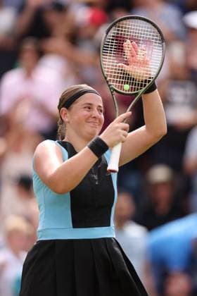 Mandatory Credit: Photo by Ryan Browne Shutterstock (13977110ab) Jelena Ostapenko of Latvia celebrates winning the Rothesay Classic Trophy. Rothesay Classic, Day Seven, Tennis, Edgbaston Priory Club, Birmingham, UK - 25 Jun 2023 Rothesay Classic, Day Seven, Tennis, Edgbaston Priory Club, Birmingham, UK - 25 Jun 2023  Copyright: xRyanxBrowne Shutterstockx 13977110ab