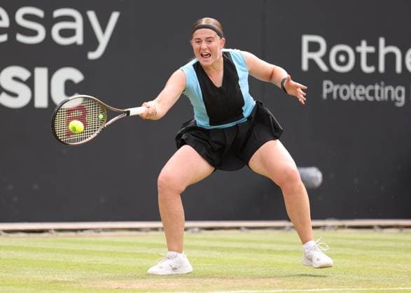 Mandatory Credit: Photo by Ryan Browne Shutterstock (13977110ar) Jelena Ostapenko of Latvia during the Rothesay Classic Trophy Final. Rothesay Classic, Day Seven, Tennis, Edgbaston Priory Club, Birmingham, UK - 25 Jun 2023 Rothesay Classic, Day Seven, Tennis, Edgbaston Priory Club, Birmingham, UK - 25 Jun 2023 Copyright: xRyanxBrowne Shutterstockx 13977110ar