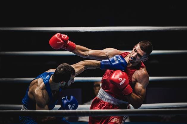Bilder des Jahres 2023, Sport 06 Juni Sport Themen der Woche KW25 Sport Bilder des Tages 2023.06.25 NOWY TARG IGRZYSKA EUROPEJSKIE 2023 BOKS Europaspiele BOXING NZ MARTINS BLUMENTALS ESKERKHAN MADIEV FOT JAKUB GRUCA NEWSPIX.PL --- Newspix.pl  GJ__1186-2