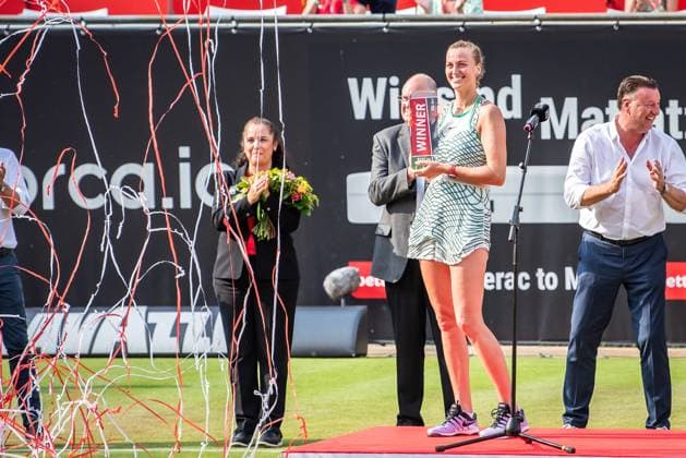 Bett1 Open WTA 500 Berlin, 24 06 2023 Petra Kvitova Czech Republic celebrates the title and raises the trophy Bett1 Open Final WTA 500 Steffi Graf Stadium, Rot Weiss Tennis Club, Berlin, 24 06 2023 Bett1Open Copyright: xBEAUTIFULxSPORTS LucianoxLimax