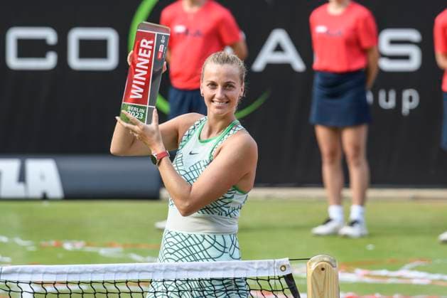 Petra Kvitova tennis player, with cup, jubilation, joy, victory, GER, Berlin, final, Tennis bett1open, WTA 500, season 2022 2023, 25 06 23, 2023, Steffi Graf Stadium, GER, Berlin, final, Tennis bett1open, WTA 500, season 2022 2023, 25 06 23, 2023, Steffi Graf Stadium, Photo Eibner Pressefoto Uwe Koch Berlin Copyright: xEibner-Pressefoto UwexKochx EP_UKH