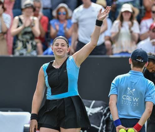 25th June 2023; Edgbaston Priory Club, Birmingham, England: Rothesay Classic Birmingham, Day 7; Singles Final; Jelena Ostapenko (LAT) celebrates wining the final  ActionPlus12523722 GodfreyxPitt