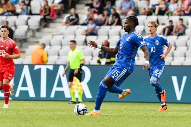 UEFA European Under-21 Championship Group D: Switzerland U21, U 21 vs Italy U21 Caleb Okoli in action during UEFA European Under-21 Championship Group D: Switzerland U21 vs Italy U21, disputed on Cluj Arena, 25 June 2023 Cluj-Napoca Cluj Arena Romania Copyright: xAncaxTepeix
