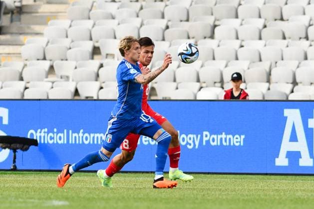 UEFA European Under-21 Championship Group D: Switzerland U21, U 21 vs Italy U21 NicolÃ² Rovella in action during UEFA European Under-21 Championship Group D: Switzerland U21 vs Italy U21, disputed on Cluj Arena, 25 June 2023 Cluj-Napoca Cluj Arena Romania Copyright: xAncaxTepeix