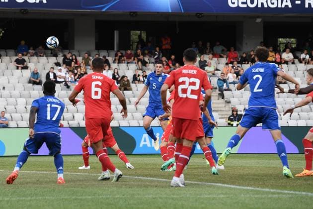 Db Cluj (Romania) 25 06 2023 - Euro 2023 Svizzera-Italia U21, U 21 foto Daniele Buffa Image nella foto: gol Lorenzo Pirola 