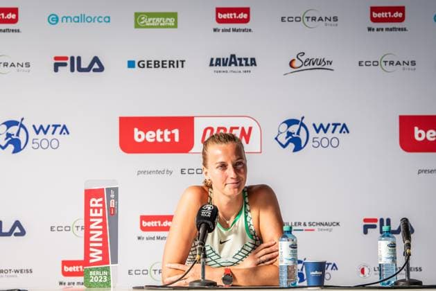 Bett1 Open WTA 500 Berlin, 24 06 2023 Petra Kvitova Czech Republic at the press conference after the match Bett1 Open Final WTA 500 Steffi Graf Stadium, Rot Weiss Tennis Club, Berlin, 24 06 2023 Bett1Open Copyright: xBEAUTIFULxSPORTS LucianoxLimax