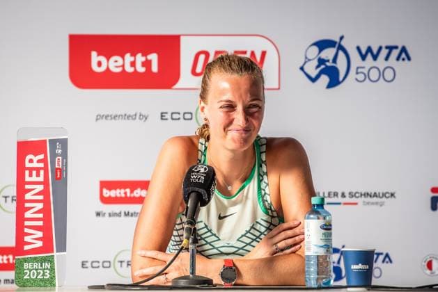 Bett1 Open WTA 500 Berlin, 24 06 2023 Petra Kvitova Czech Republic at the press conference after the match Bett1 Open Final WTA 500 Steffi Graf Stadium, Rot Weiss Tennis Club, Berlin, 24 06 2023 Bett1Open Copyright: xBEAUTIFULxSPORTS LucianoxLimax