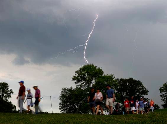 Golf, LPGA, KPMG Championship in Springfield, play suspended due to weather warnings