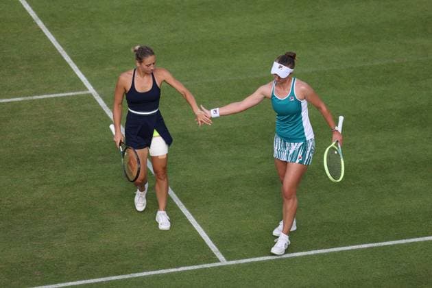 Mandatory Credit: Photo by Ryan Browne Shutterstock (13977110bl) Barbora Krejikova and Marta Kostyuk pose after winning the Women s Doubles Final of the Rothesay Classic. Rothesay Classic, Day Seven, Tennis, Edgbaston Priory Club, Birmingham, UK - 25 Jun 2023 Rothesay Classic, Day Seven, Tennis, Edgbaston Priory Club, Birmingham, UK - 25 Jun 2023 Copyright: xRyanxBrowne Shutterstockx 13977110bl