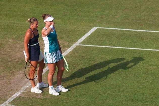 Mandatory Credit: Photo by Ryan Browne Shutterstock (13977110bn) Barbora Krejikova and Marta Kostyuk pose after winning the Women s Doubles Final of the Rothesay Classic. Rothesay Classic, Day Seven, Tennis, Edgbaston Priory Club, Birmingham, UK - 25 Jun 2023 Rothesay Classic, Day Seven, Tennis, Edgbaston Priory Club, Birmingham, UK - 25 Jun 2023 Copyright: xRyanxBrowne Shutterstockx 13977110bn