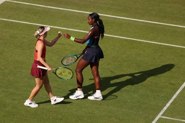 Mandatory Credit: Photo by Ryan Browne Shutterstock (13977110bt) Storm Hunter and Alycia Parks during thebRothesay Women s Classic Final. Rothesay Classic, Day Seven, Tennis, Edgbaston Priory Club, Birmingham, UK - 25 Jun 2023 Rothesay Classic, Day Seven, Tennis, Edgbaston Priory Club, Birmingham, UK - 25 Jun 2023 Copyright: xRyanxBrowne Shutterstockx 13977110bt