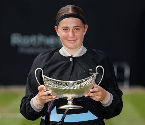 Mandatory Credit: Photo by Ryan Browne Shutterstock (13977110bx) Jelena Ostapenko of Latvia poses with the Rothesay Classic Trophy. Rothesay Classic, Day Seven, Tennis, Edgbaston Priory Club, Birmingham, UK - 25 Jun 2023 Rothesay Classic, Day Seven, Tennis, Edgbaston Priory Club, Birmingham, UK - 25 Jun 2023 Copyright: xRyanxBrowne Shutterstockx 13977110bx
