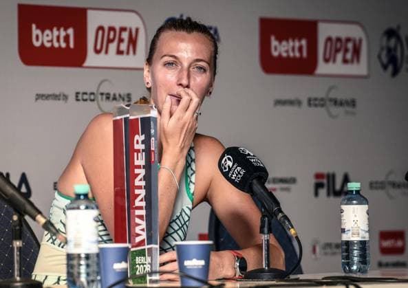 24 06 2023, xlakx, sports tennis, WTA Tour 2023 in Berlin emspor, v l press conference of Petra Kvitova Czech Republic Berlin
