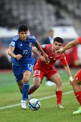 Raoul Bellanova (Italy U21, U 21 Zeki Amdouni (Switzerland U21) during the UEFA Under 21 Championship Georgia-Romania 2023 match between Switzerland 2-3 Italy at Cluj Arena on June 25, 2023 in Cluj-Napoca, Romania. Noxthirdxpartyxsales  (222671993)